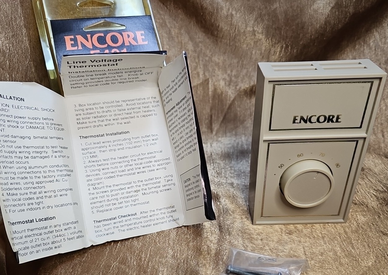 Encore E401 Line Voltage Thermostat Single Line Break Single Circuit New Sealed