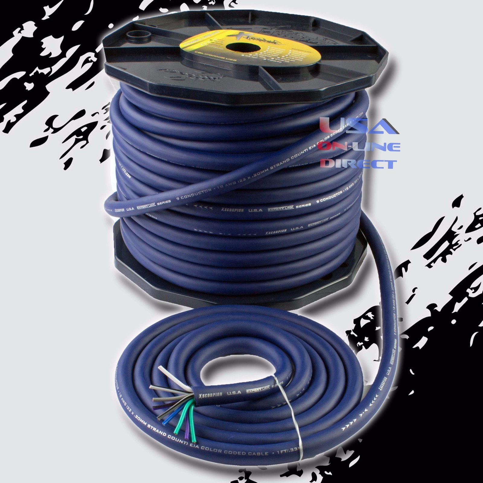 25 FT 18 AWG Gauge 9 Conductor OFC COPPER Speed wire Speaker Trailer Stranded US