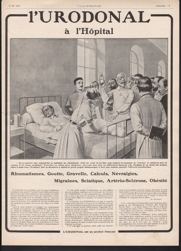 1913 L'URODONAL QUACK MEDICINE MEDICAL SONREL DOCTOR NURSE HOSPITAL20576