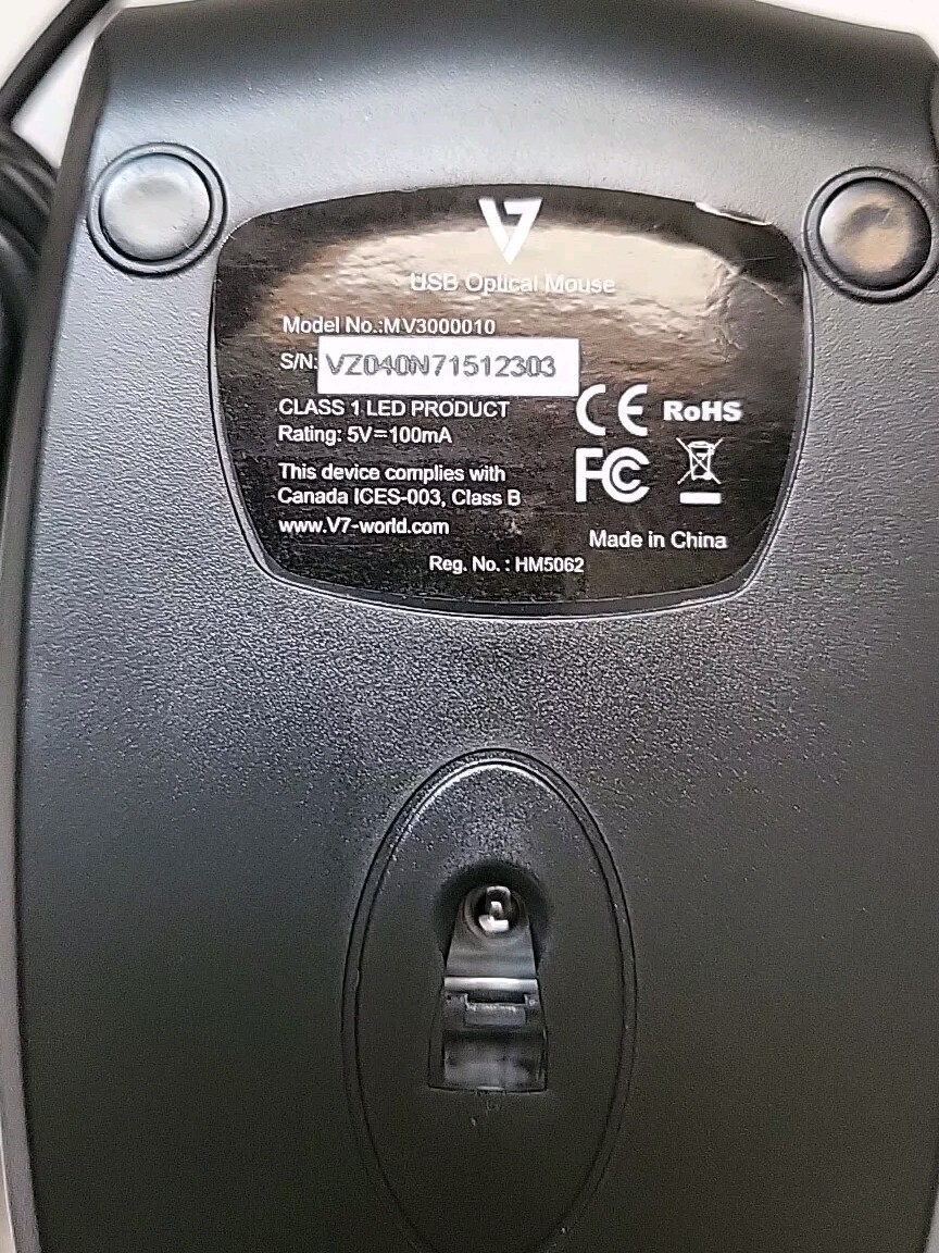 V7 Mouse USB Wired Optical MV3000010-5NC 3BTN Sliver / Black
