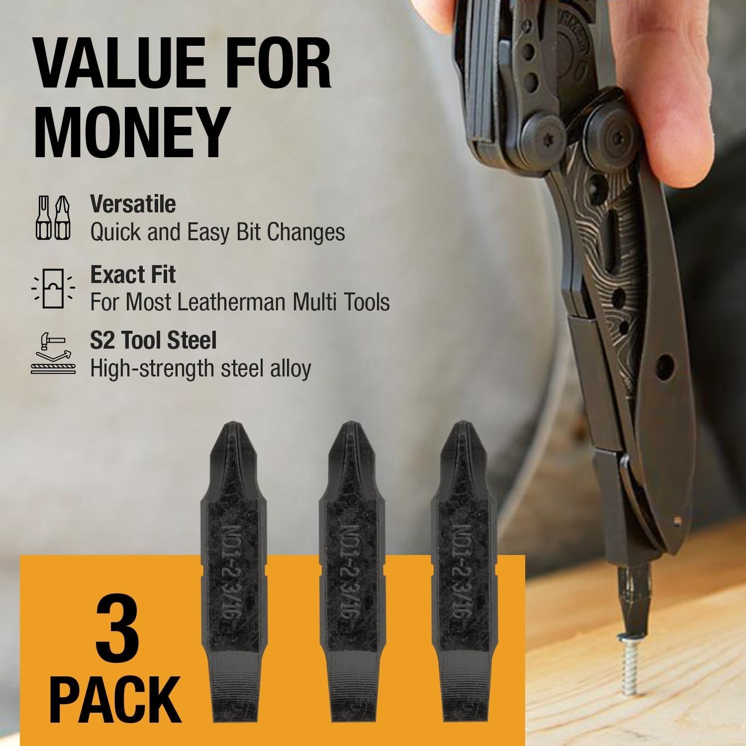 3 Pack Replacement TwoSided Screwdriver Bit For Leatherman MultiTool #1#2 Ph...
