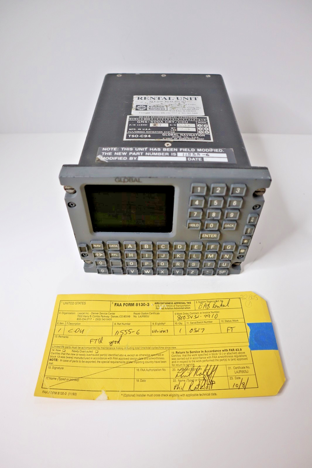 Global Navigation GNS-500A CRT / CDU 11600-24 Function Tested with FAA 8130 Tag