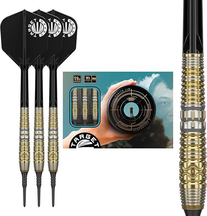Prime Series Hot Shot G2 90% 2ba Soft Tip Darts Target Tungsten K-Flex 19g Black