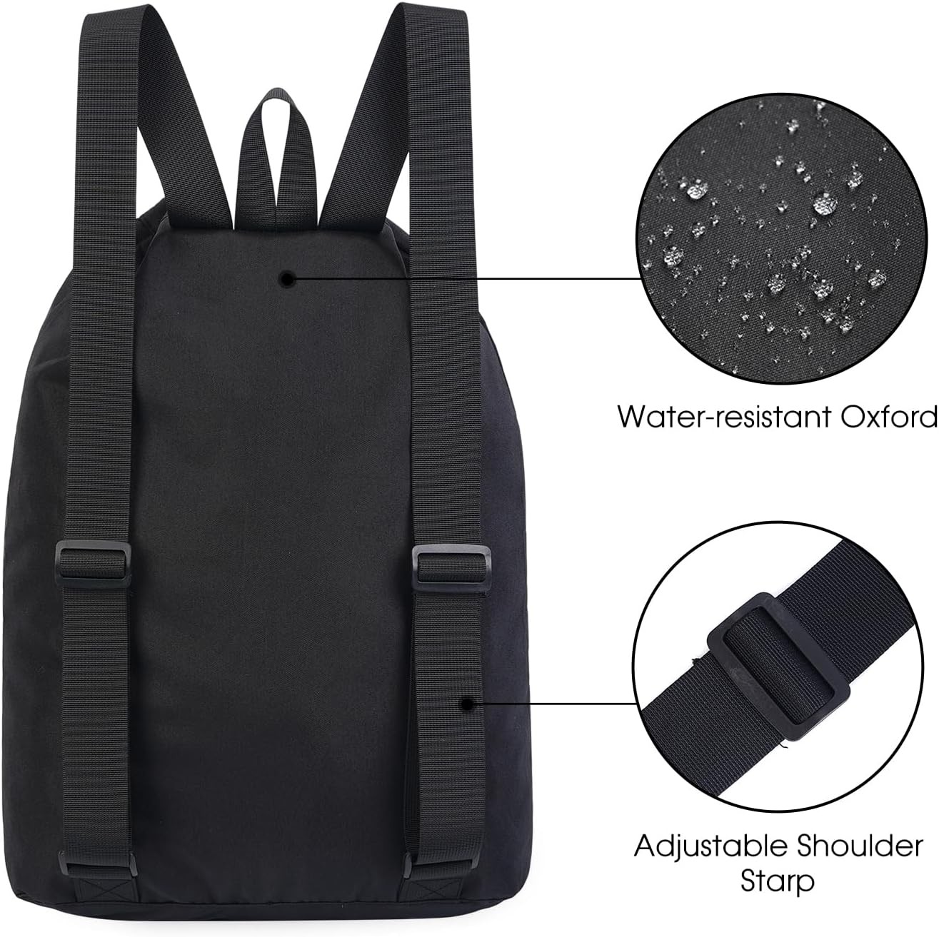 WANDF Swim Bag Mesh Drawstring Backpack Beach for One Size, Black