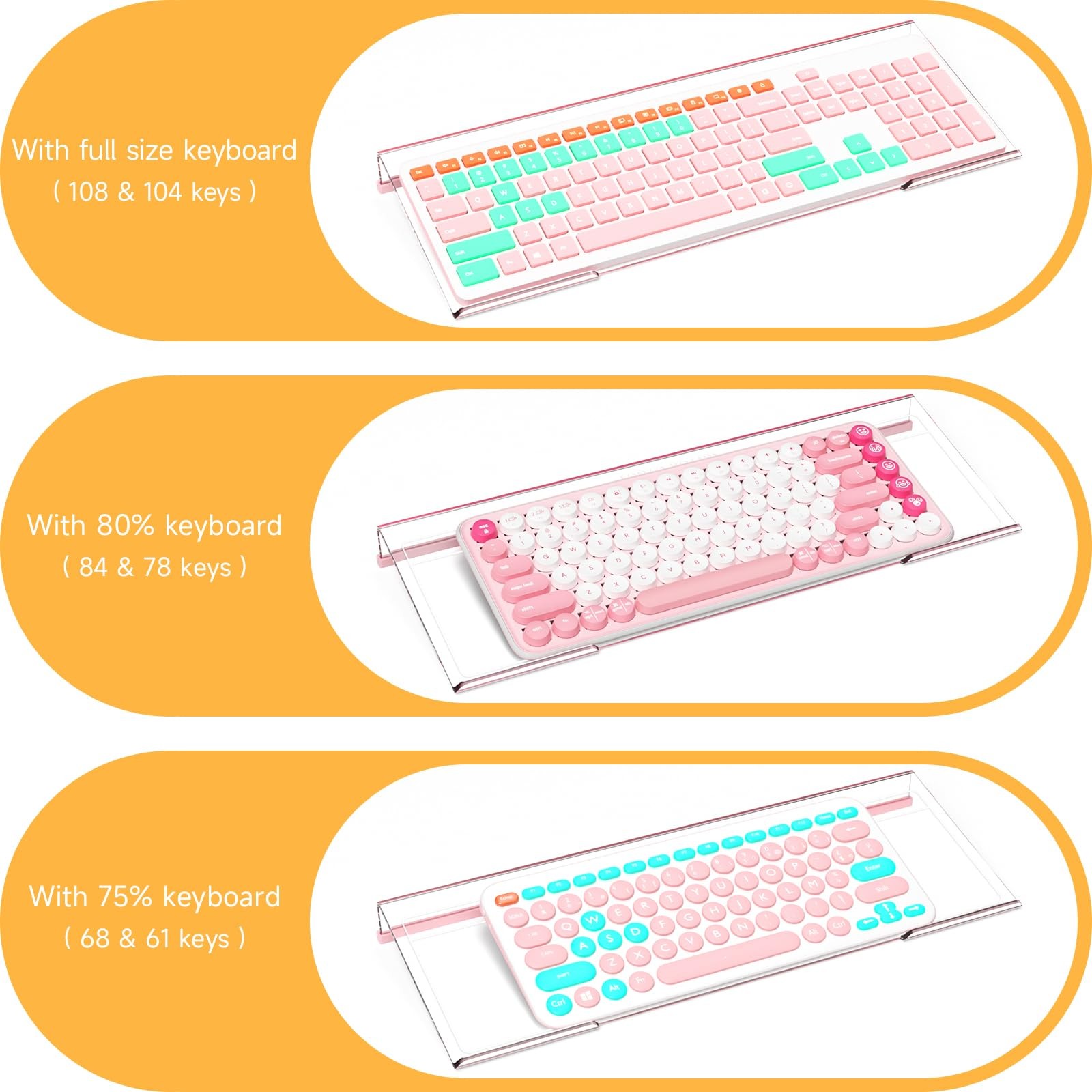17 Inch Clear Acrylic Ergonomic Computer Keyboard Stand Riser Desk Holder