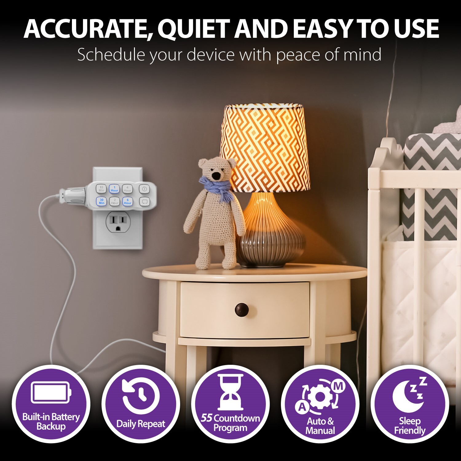 Fosmon [ETL Listed] Countdown Timer Outlet 3-Prong Grounded With Repeat Function