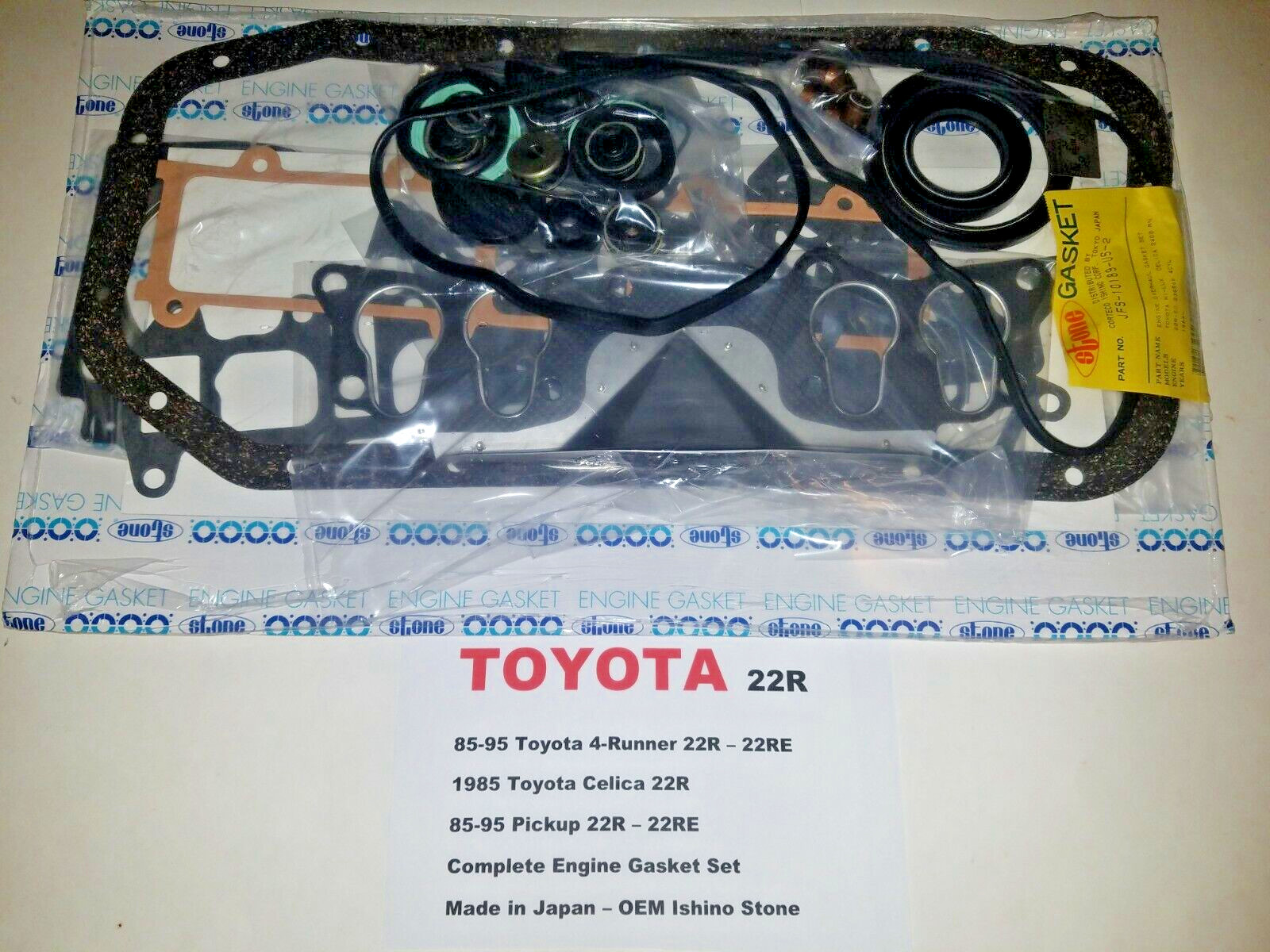 Toyota 22R Pickup & 4Runner 85-95 Complete Engine Gasket Set (Ishino-Stone)Japan