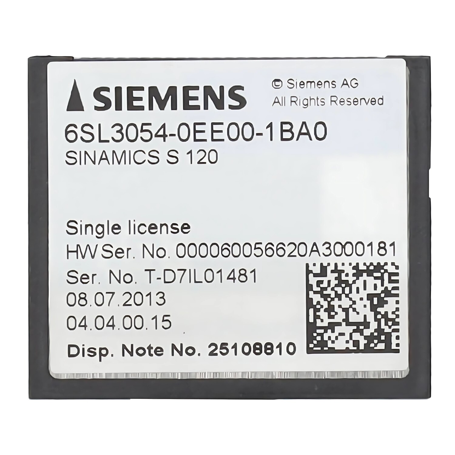 SIEMENS SINAMICS S120 CompactFlash Card 6SL3054-0EE00-1BA0