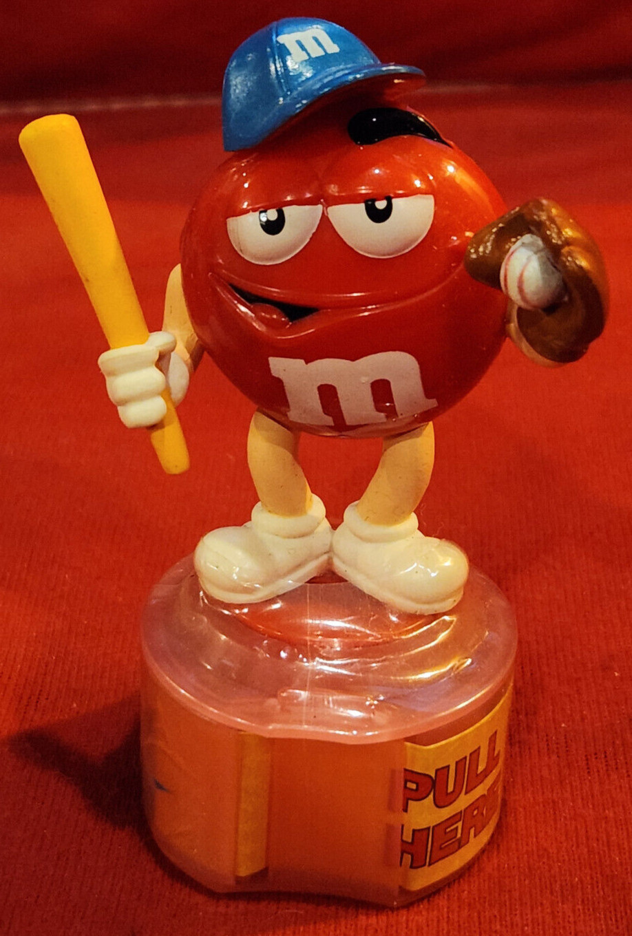 M&M's Sticker Stamper Red M&M Baseball PVC Figure 2008 Sealed