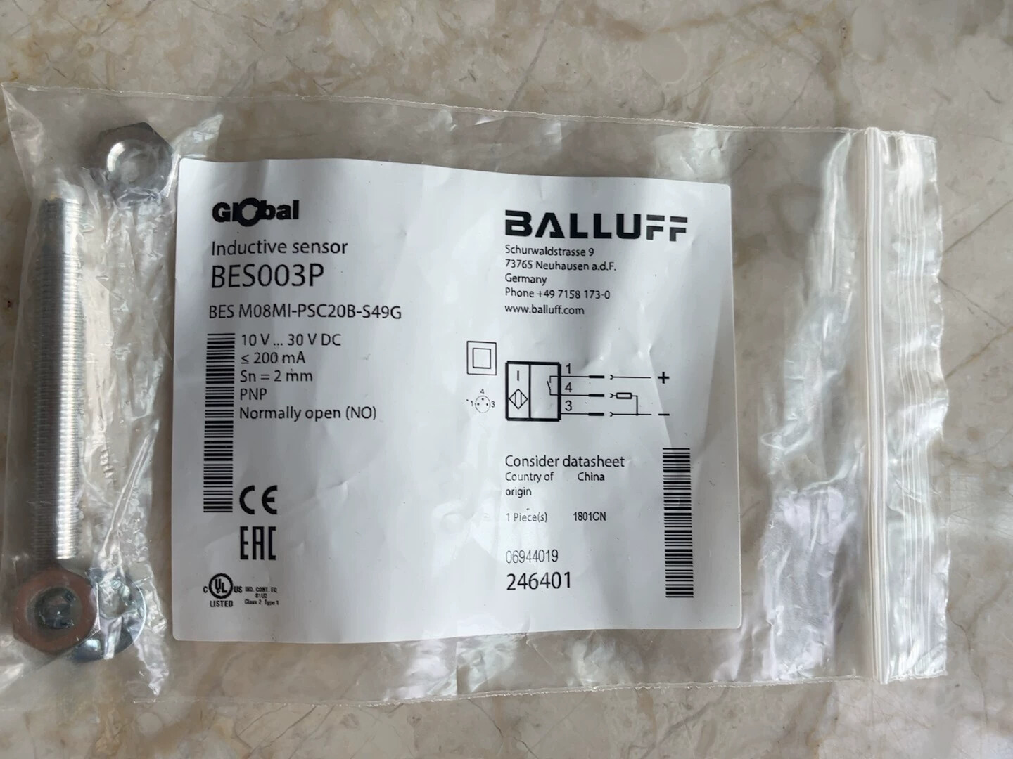 1pc BALLUFF BES003P BES M08MI-PSC20B-S49G New Proximity Switch