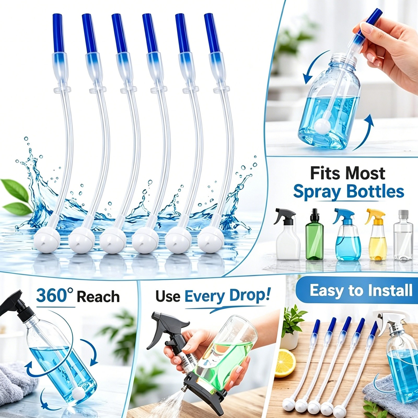6PCS 360° Spray Bottle Adapter For Easy Spraying At Any Angle Easy To Use