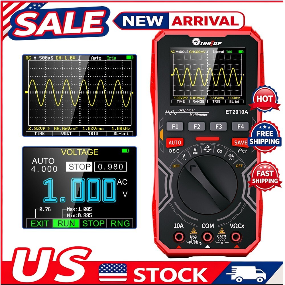 2-in-1 Oscilloscope Multimeter Digital Display Handheld Oscope Meter 1Mhz US