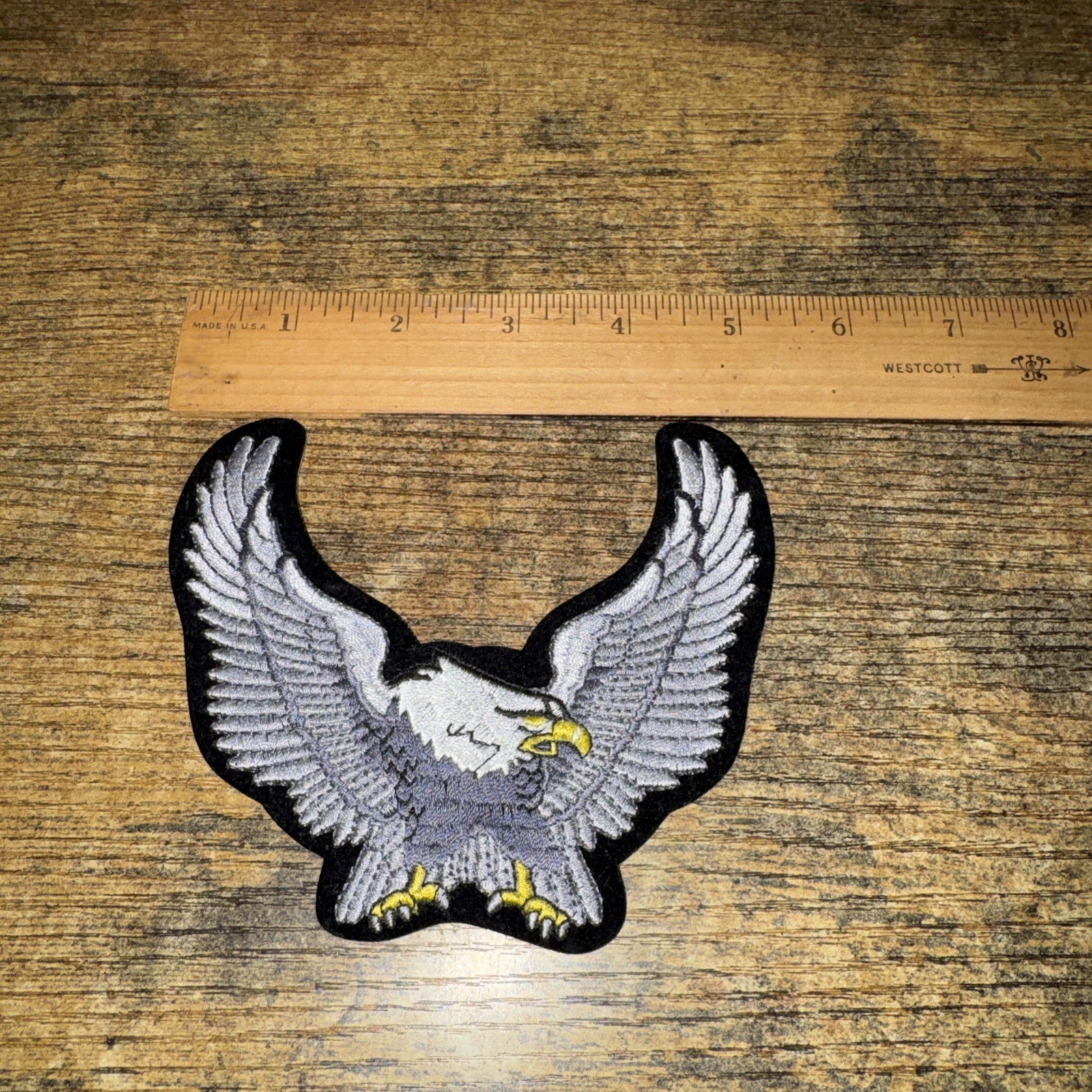 Harley Davidson Large Silver Eagle Patch measures apx. 5" by 5"
