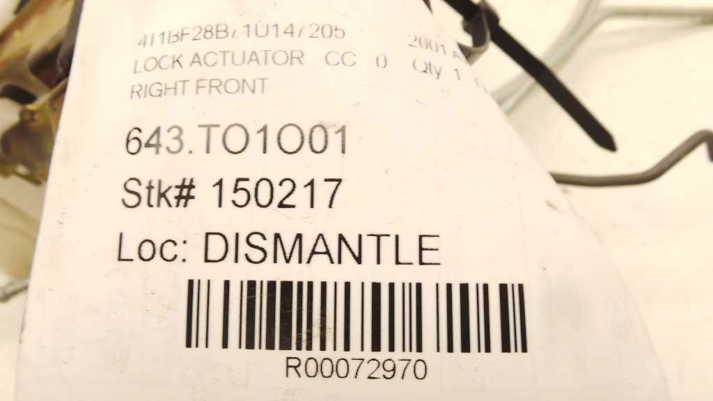 2001 TOYOTA AVALON PASSENGER SIDE FRONT DOOR LOCK ACTUATOR ASSEMBLY