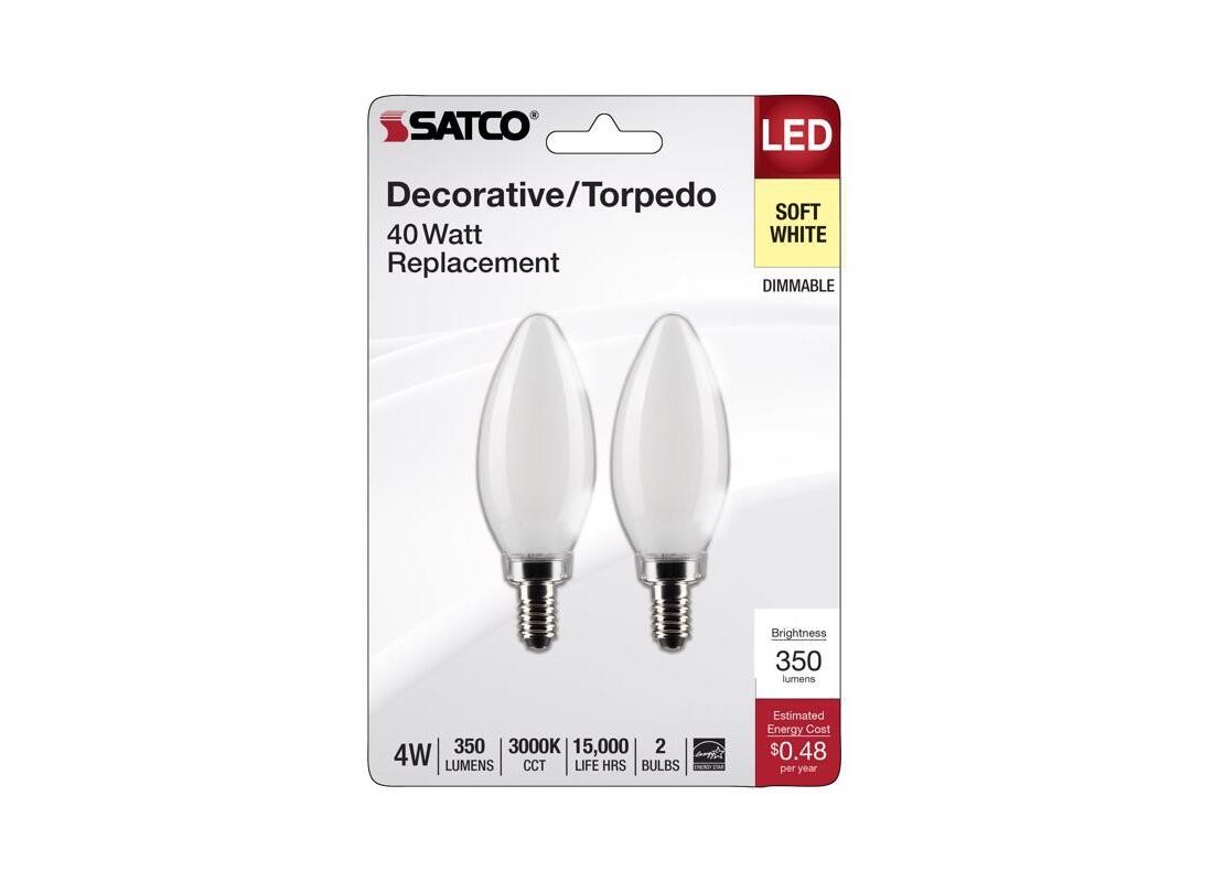 Filament LED Bulb B11 E12 (Candelabra) Soft White 40 Watt Equivalence Frosted