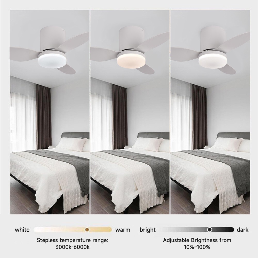 🌟52" Modern Ceiling Fan with Light,Remote/App Control,Quiet DC Motor,6 Speeds