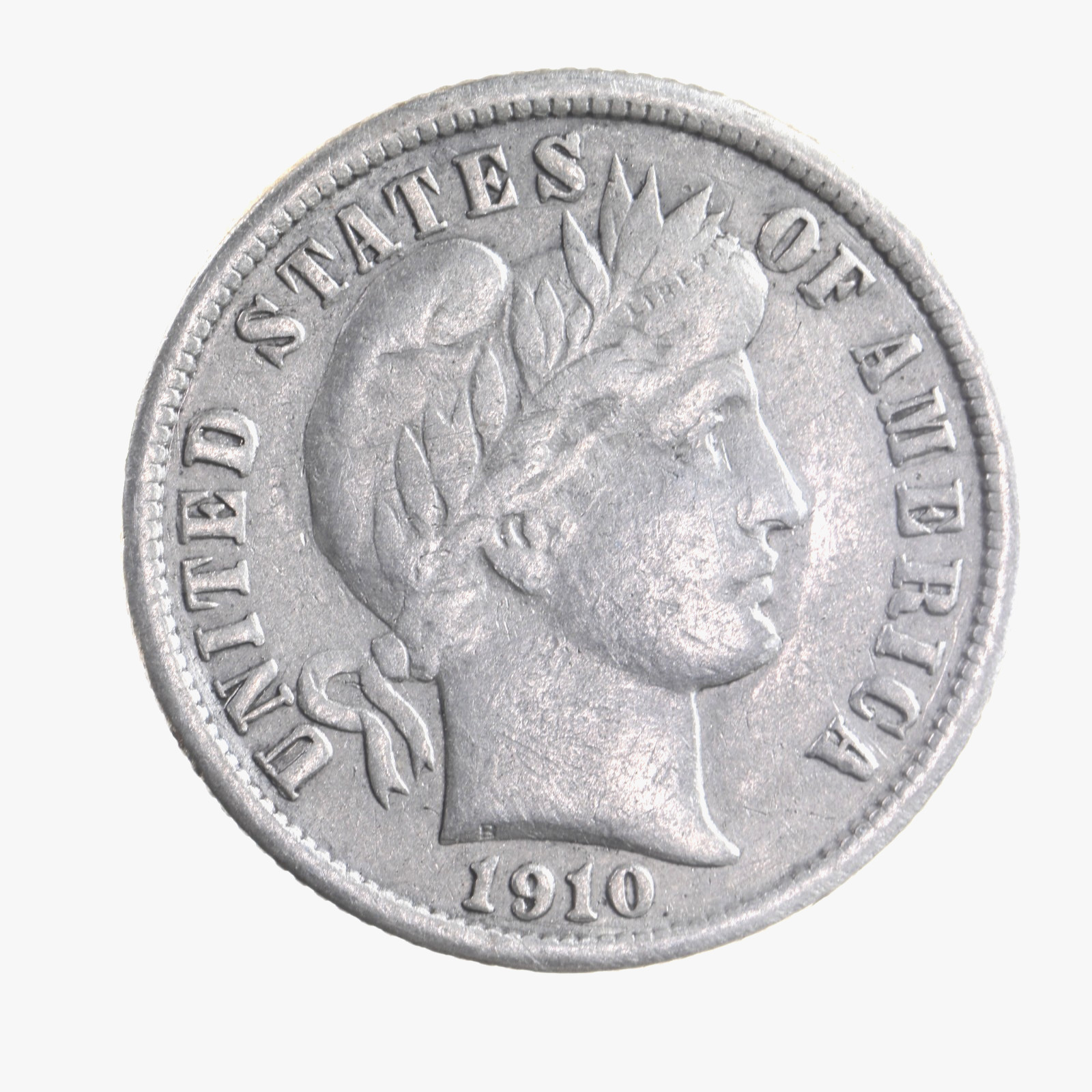 1910-S Silver Barber Dime Ungraded Coin 10C