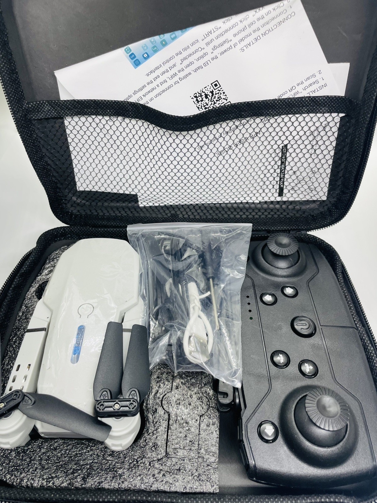 Series E88 Gray Flight Drone Foldable Dual Camera Photo & Video LED Light
