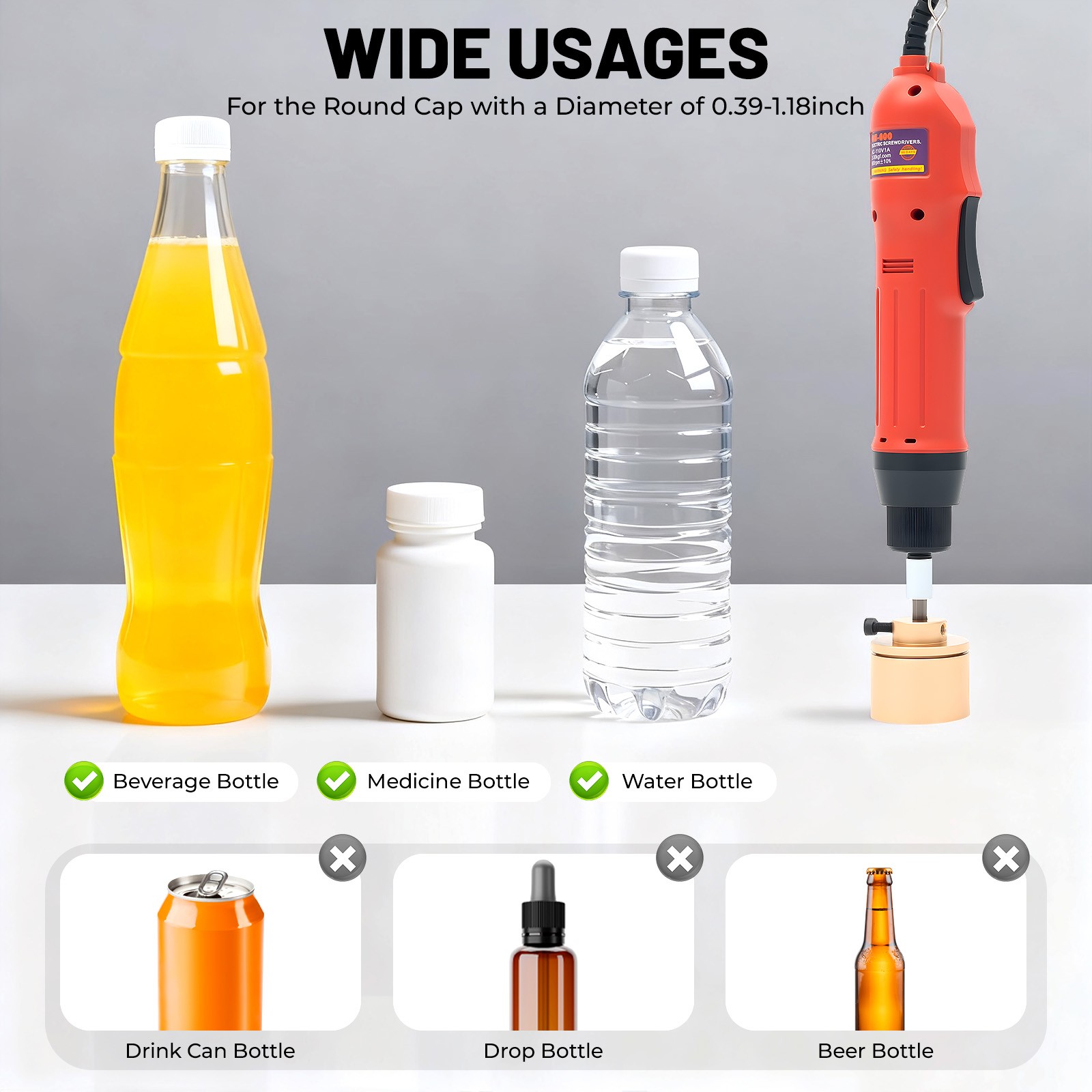 Electric Handheld Bottle Capping Machine Screw Capper Sealing Sealer Tool
