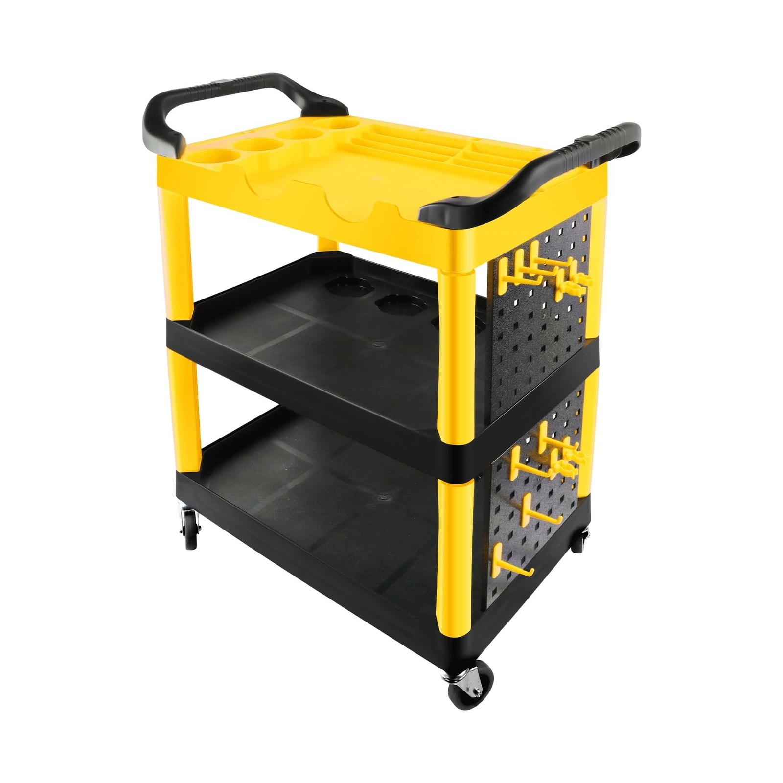 Auto Detailing Cart with Wheels, 3 Tier Car Detailing Cart with Hanging Board...