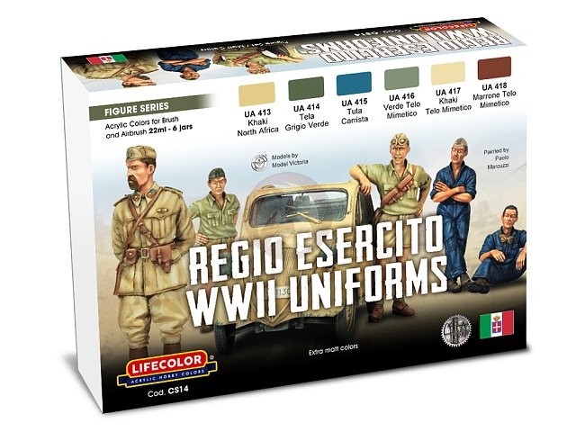 LifeColor Acrylic Paints Italian Regio Esercito Uniforms WWII #1 (6x 22ml) CS14