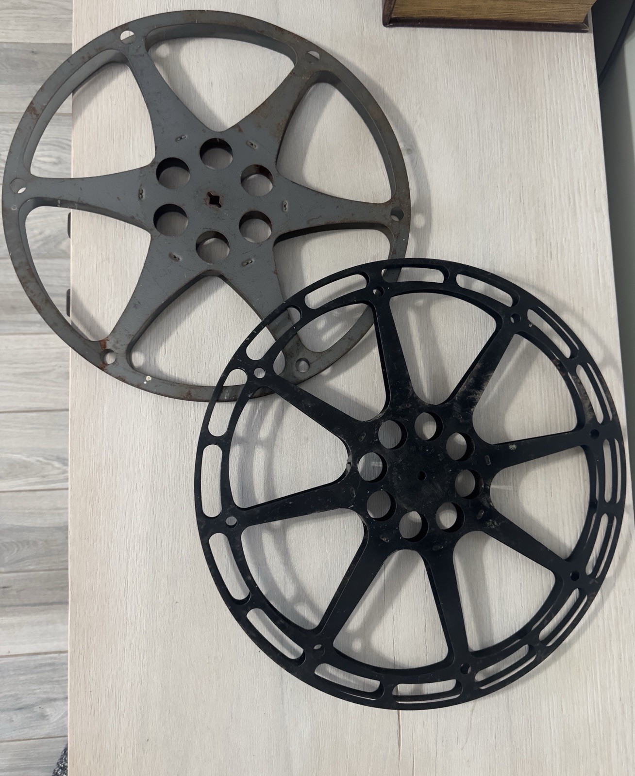 Lot of 2 Bell & Howell 15” Compco 13.75” Vintage 35mm Film Reels Made In Chicago