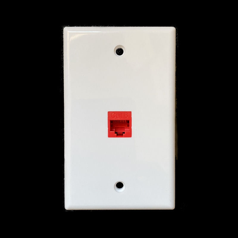 Ethernet Wall Plate CAT6 1-Port Single Gang Keystone RJ45 Network Female Red