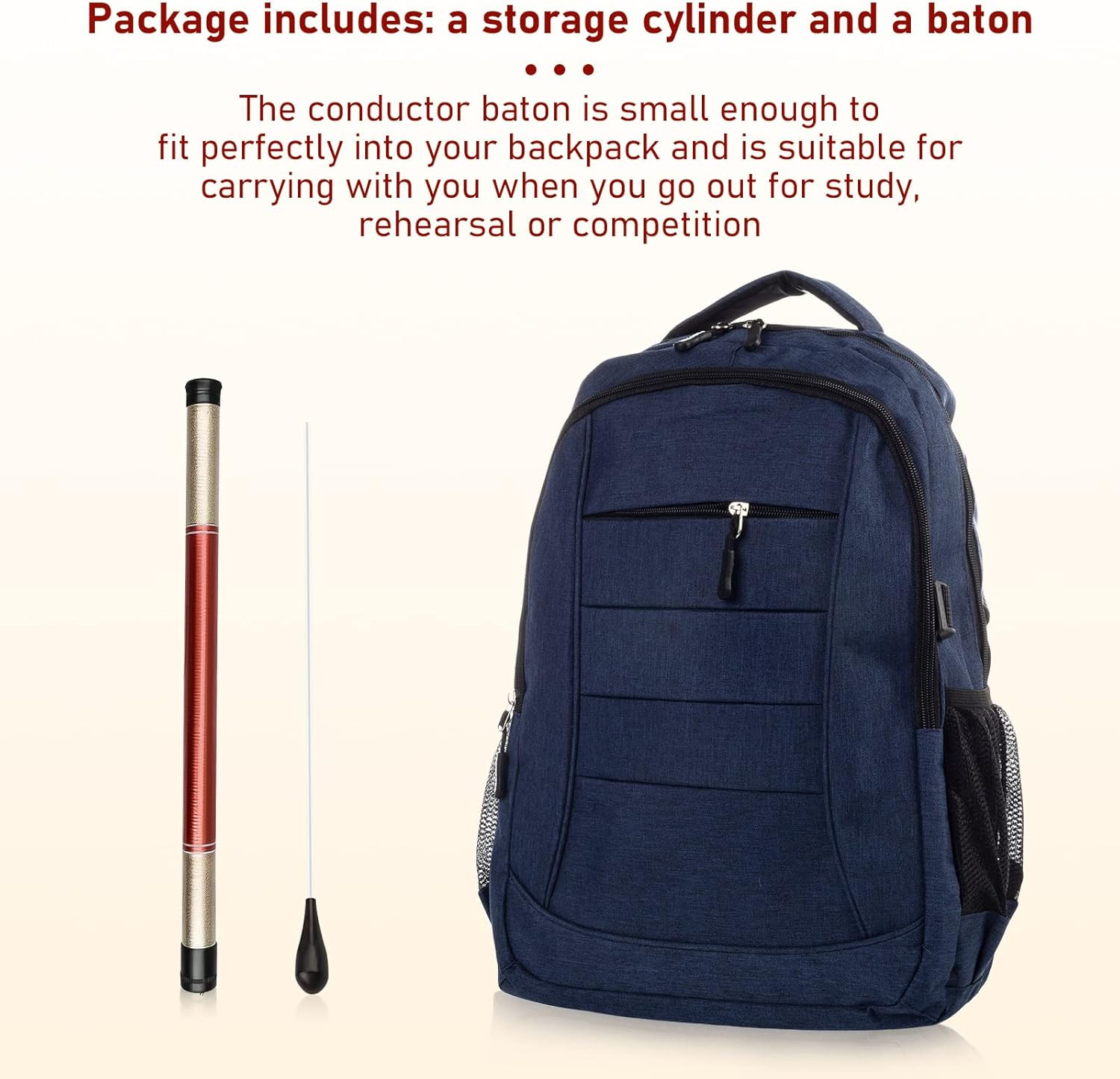 Professional Conductor Baton with Ebony Handle and Storage Cylinder