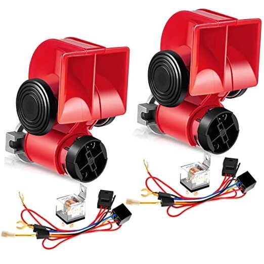 2 Pack Air Horn for Truck 12v 150 dB Electric Loud Train Horn for Car with Red