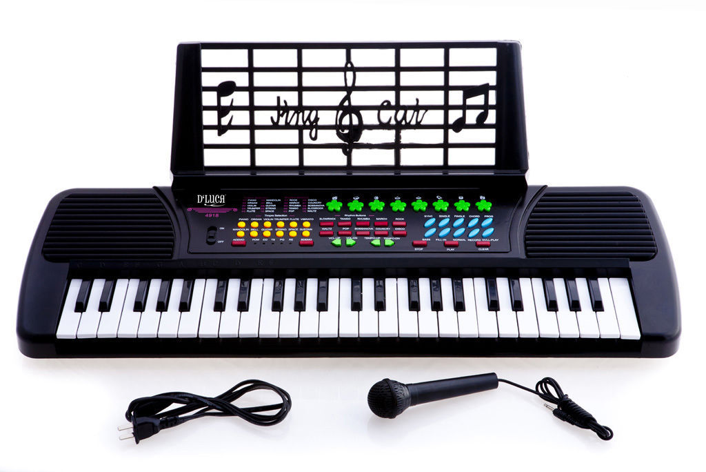 New De Rosa KB49 49-Key Kid's Electronic Piano Keyboard w/ Microphone