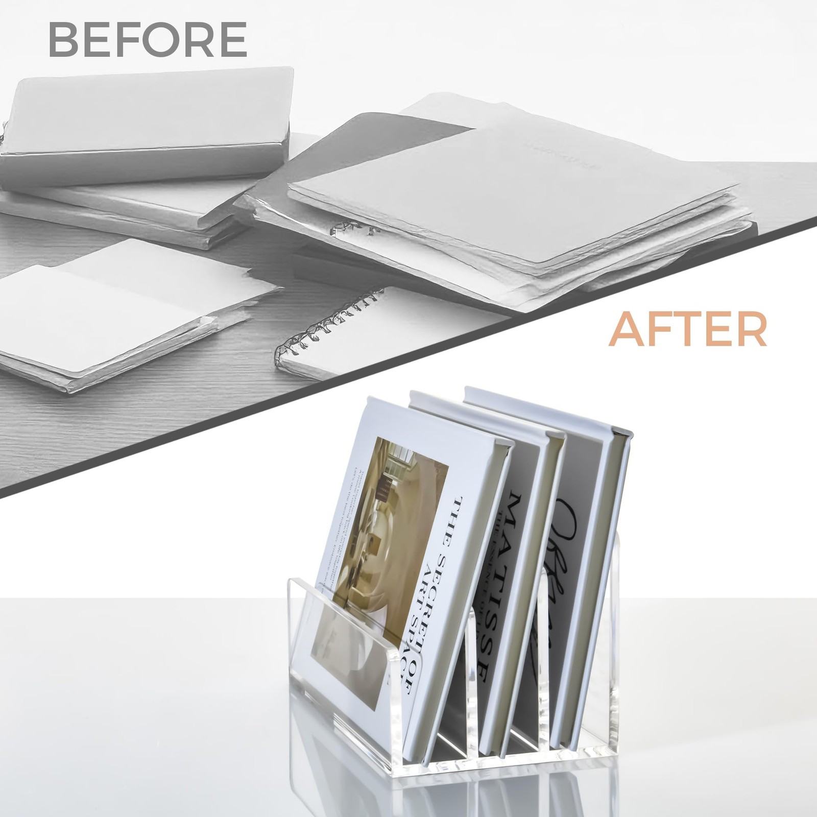3 Compartments Clear Acrylic Mail Holder – Vertical Letter Sorter & Multifunc...