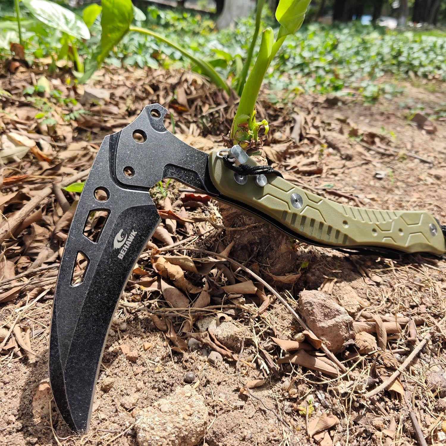 Folding Sickle Knife With Sheath, Quick Release Tactical Survival Tool
