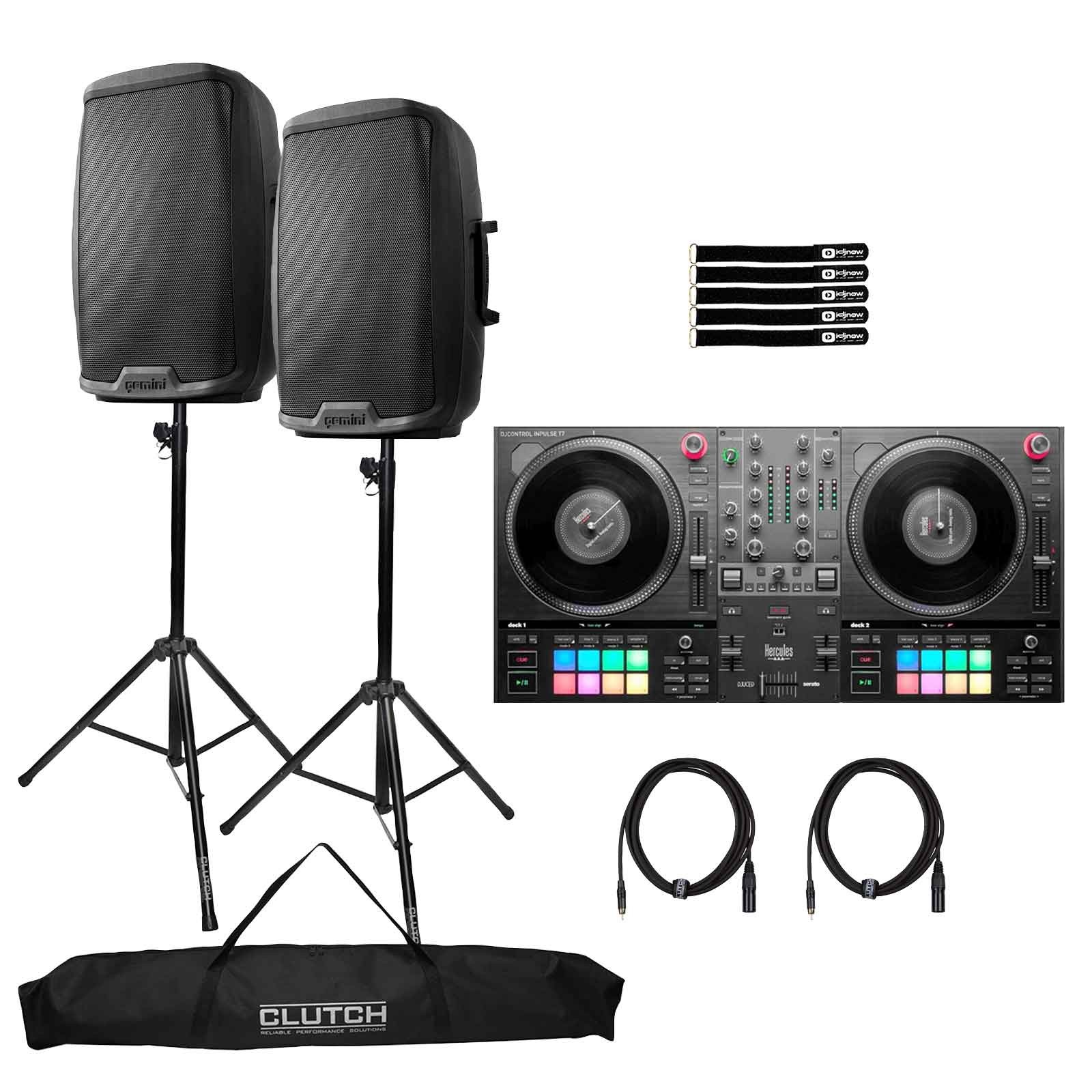 Hercules DJCONTROL INPULSE T7 2 Channel DJ Controller w 15" Speakers Package