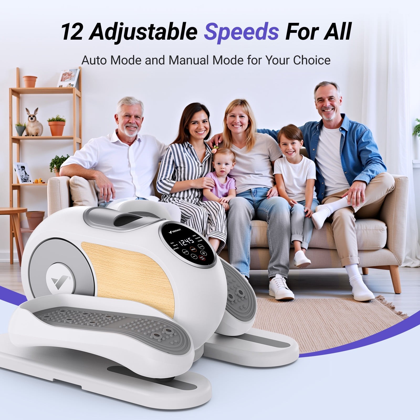 MERACH E32W1 Under Desk Elliptical Machine, Electric Elliptical for Seniors, 12