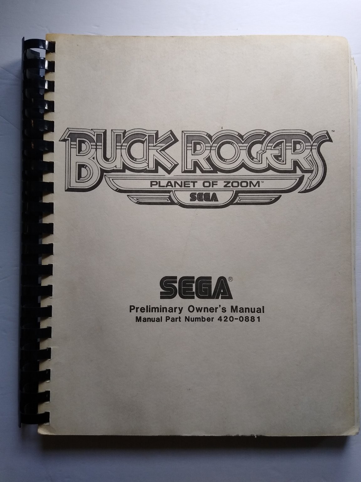 SEGA BUCK ROGERS PLANET OF ZOOM Arcade Manual Preliminary 1982 Part 420-0881