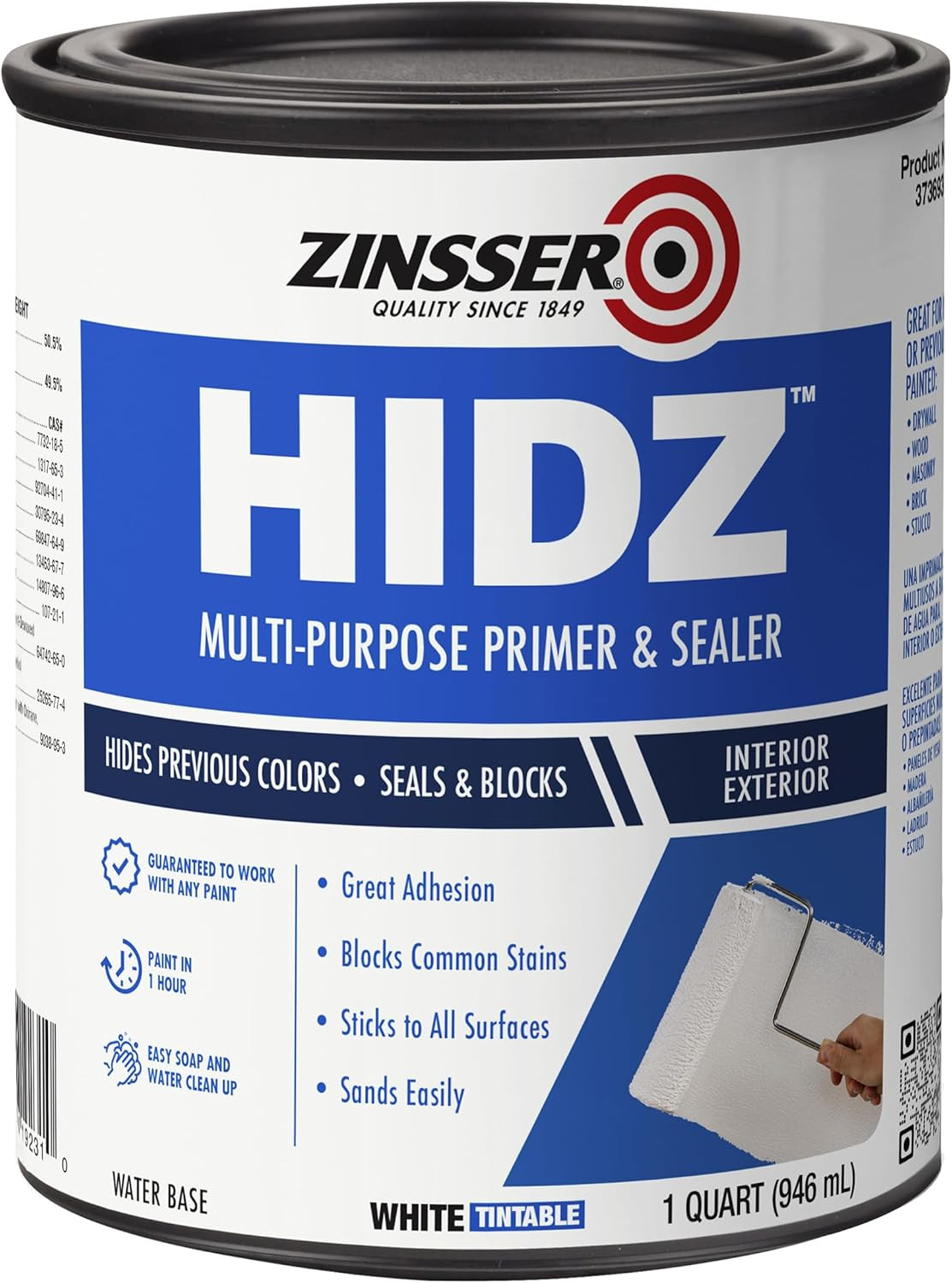373693 HIDZ Multi-Purpose Primer and Sealer, Quart, Flat White