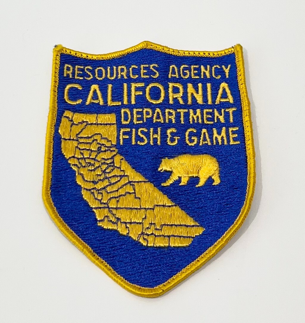 Vintage CALIFORNIA FISH & GAME Resources Agency WARDEN PATCH ~ 5 in x 3 5/8 in