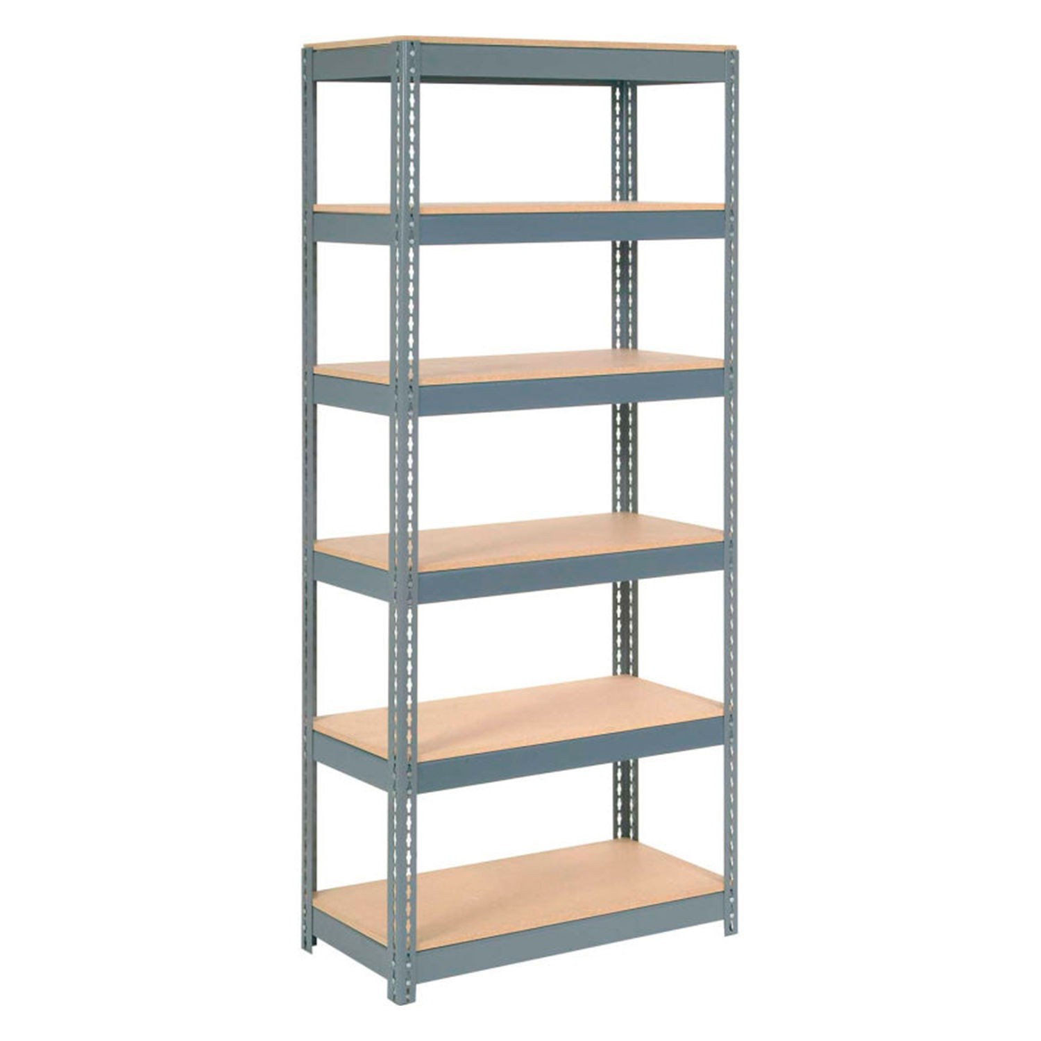 Boltless Extra Heavy Duty Shelving 36"W x 12"D x 96"H 6 Shelves Wood Deck