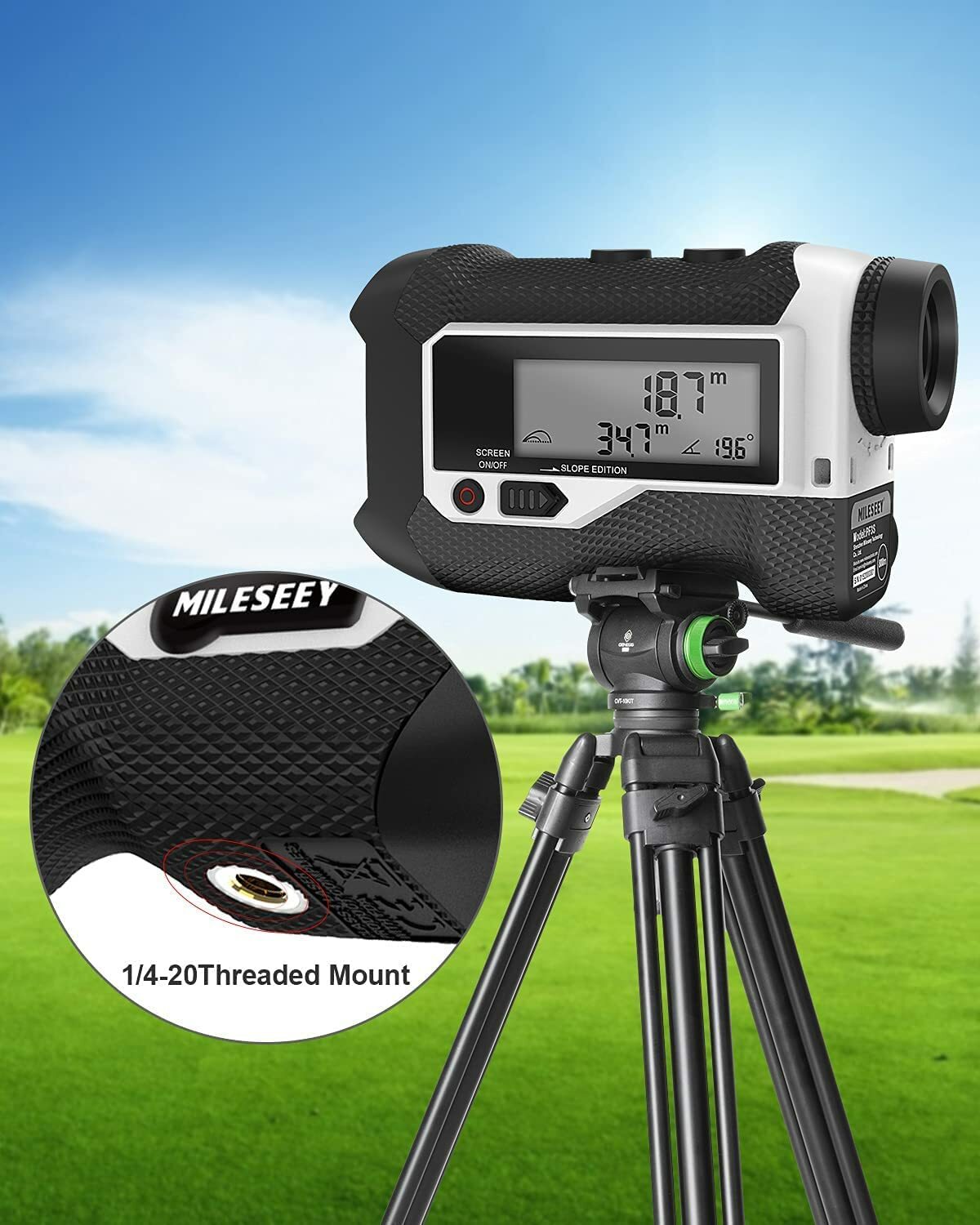 Mileseey 660Yards Golf Rangefinder External LCD Display Vibration Slope Switch
