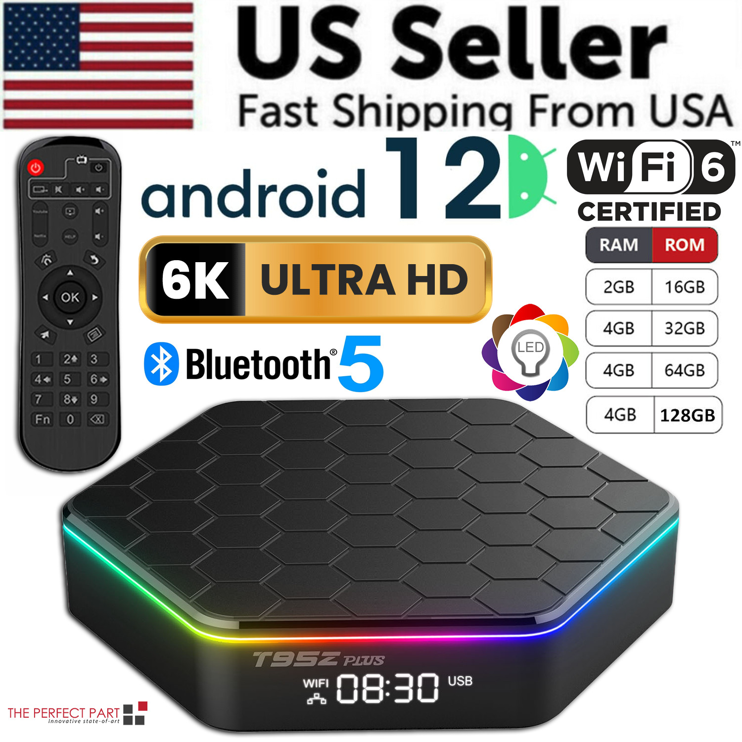 2026 Upgraded T95Z Plus Smart Android 12 TV Box Quad Core 6K 4K HD Stream Player