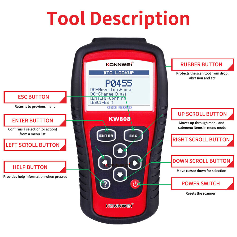 MaxiScan OBD2 EOBD Scanner MS509 KW808 Car Code Reader Tester Diagnostic Tool