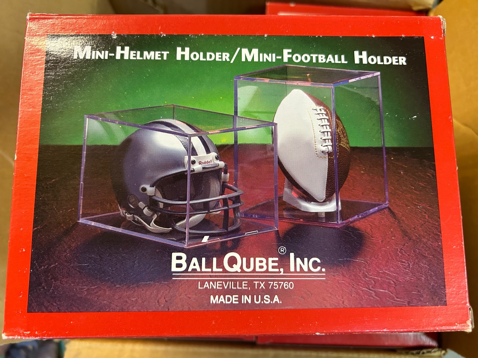 BallQube Mini Football Helmet Display Case Holder - Case of 8 - New Old Stock