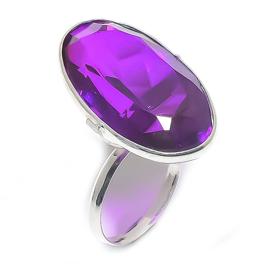 Amethyst Gemstone 925 Sterling Silver Jewelry Ring Size 7 X-Mas Gift O579