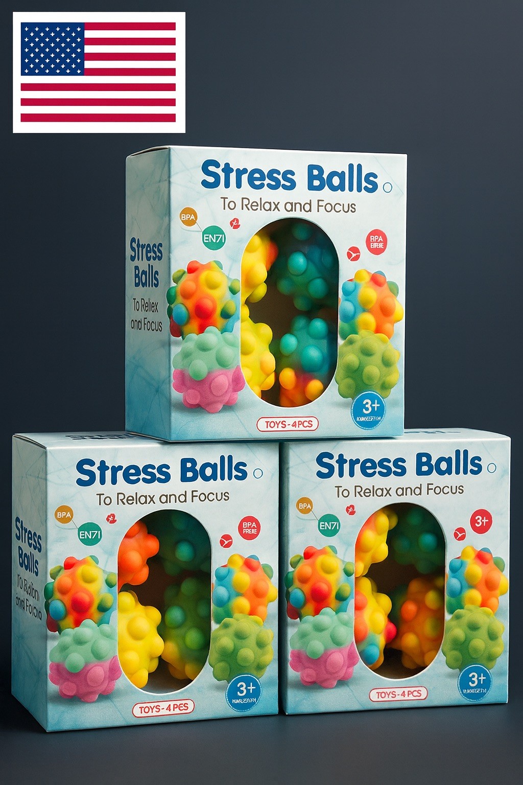 Pop It Balls Stress Relief–Super Soft Fidget Toy Kids & Adults 4pcs