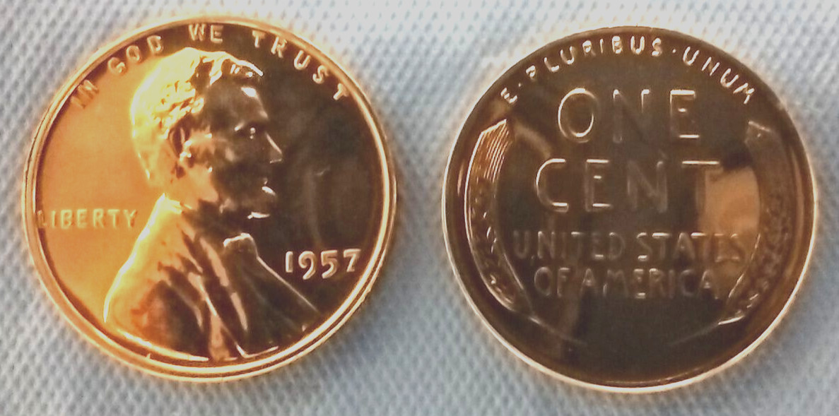 1957  **PROOF**  LINCOLN WHEAT CENT - NICE COIN - L@@K AT PICTURES!!!!!