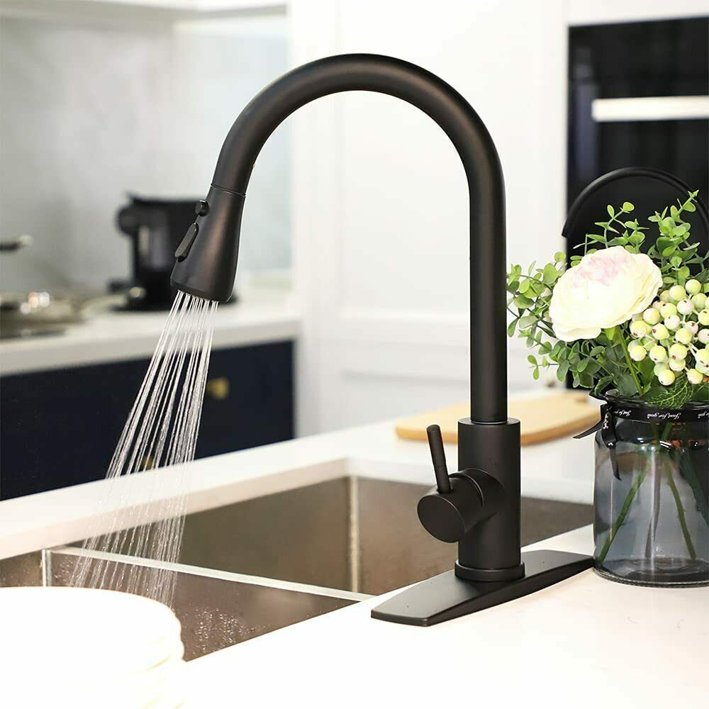 Kitchen Sink Faucet Pull Down Sprayer Swivel Single Handle Pull Out Mixer Taps