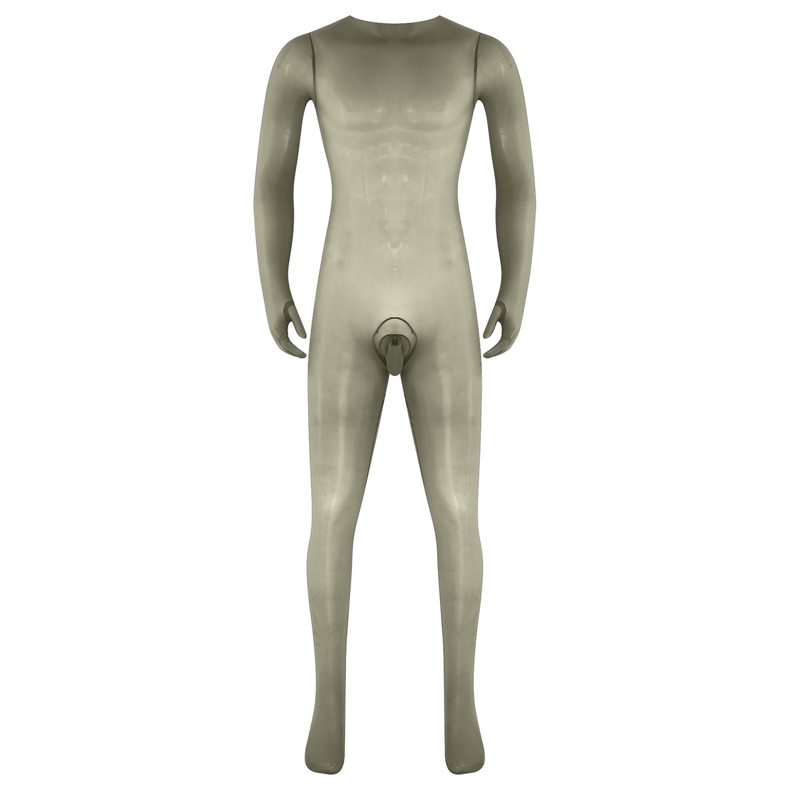 Men Unitard One-Piece Bodysuit Full-body Jumpsuit Silky Nightwear Sissy Opaque