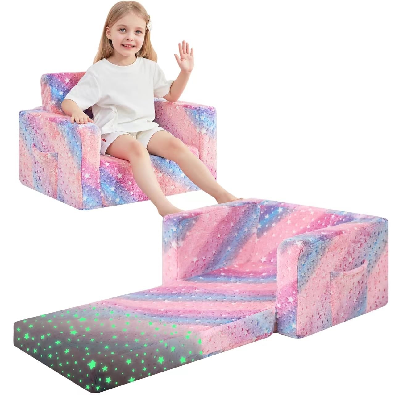 Couch, 2-in-1 Soft Couch Bed Fold Out, Chairs Comfy for Boys & Girls, Convert...