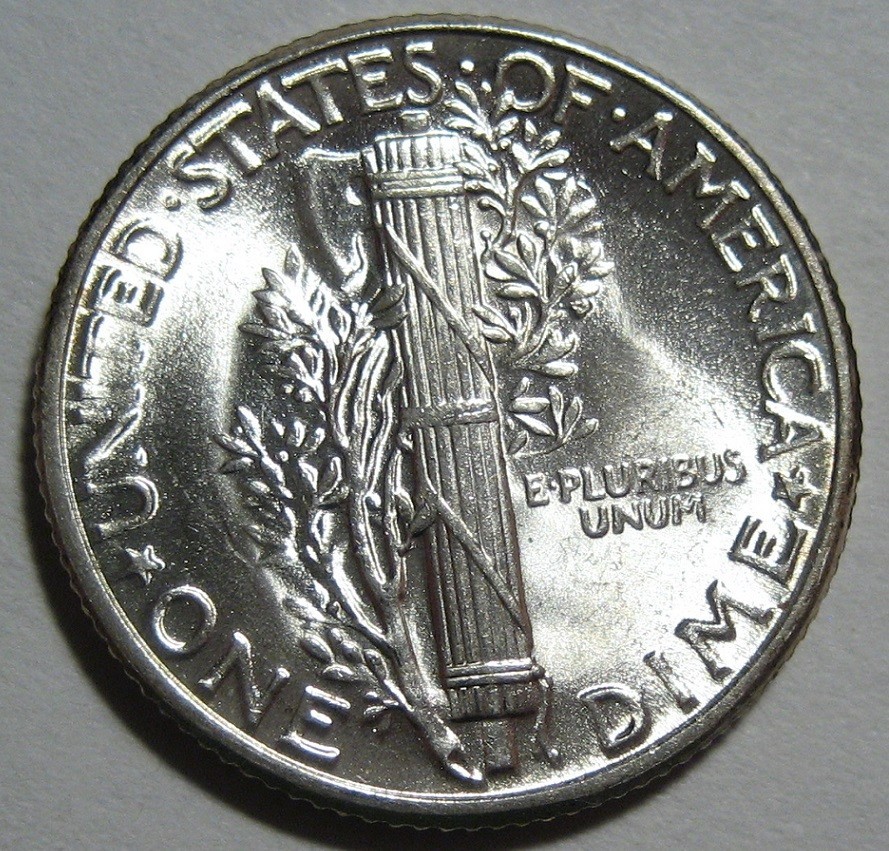 = 1945-P GEM BU Mercury Dime with Very Nice Bands, FREE Shipping