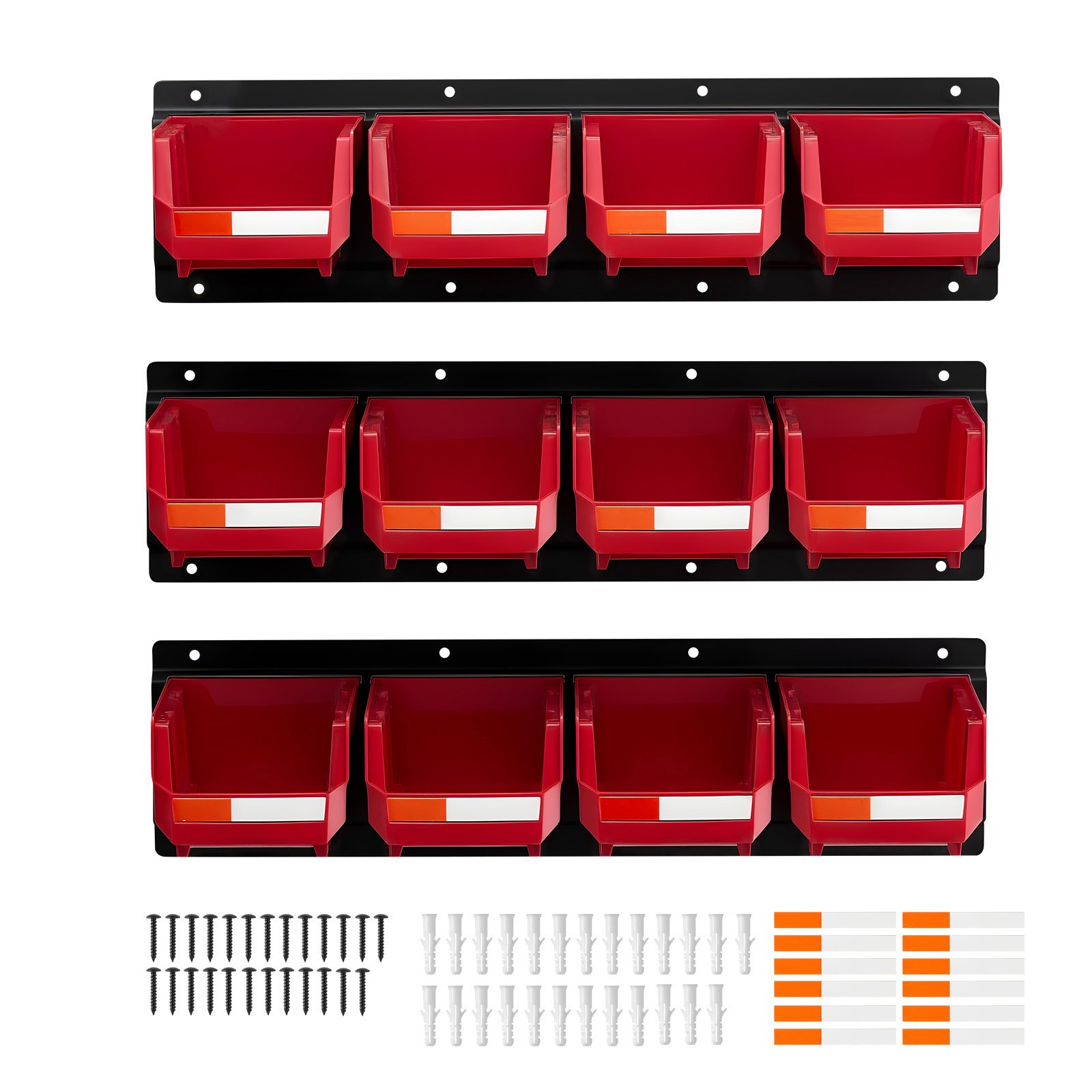 Uimoso Wall-Mounted Stackable Storage Bins, 12-Piece Set, Red